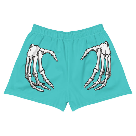 Unlimited Skeleton hands turquoise Women’s Recycled Athletic Shorts